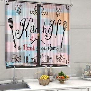 2pcs Polyester Retro Curtain European Knife And Fork Kitchen Curtain Colorful Plaid Farmhouse Living Room Bedroom Home Decoration