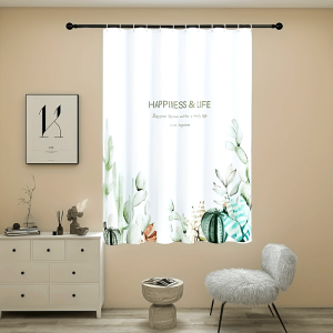 Rope Ring Translucent Hazy Curtains Suitable For Bathrooms And Partitions -1 Waterproof Room Curtain With Plants And Flowers, 72 X 72 Inches