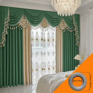 1PC Valance / 2PCS Curtains, Luxury European Court $tyle ThickenedVelvet Curtains,85%6 Blackout Elegant LightLuxury Curtains In The Living Room AndlmosBedroom, Green